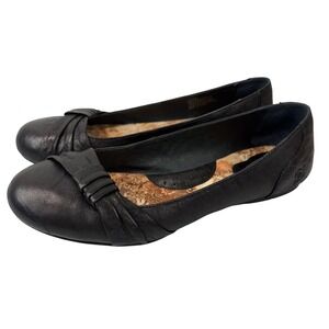 Born Black Leather Knot-Accent Flats